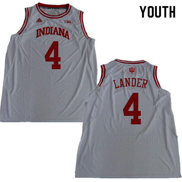 Youth #4 Khristian Lander Indiana Hoosiers College Basketball Jerseys Sale-White - Click Image to Close